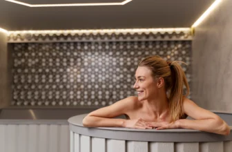 Relaxation pool and loungers at a luxury London hotel spa