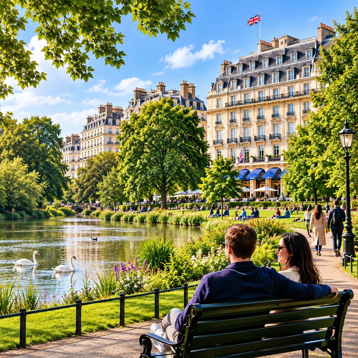 Hotel overlooking the greenery of Hyde Park in London