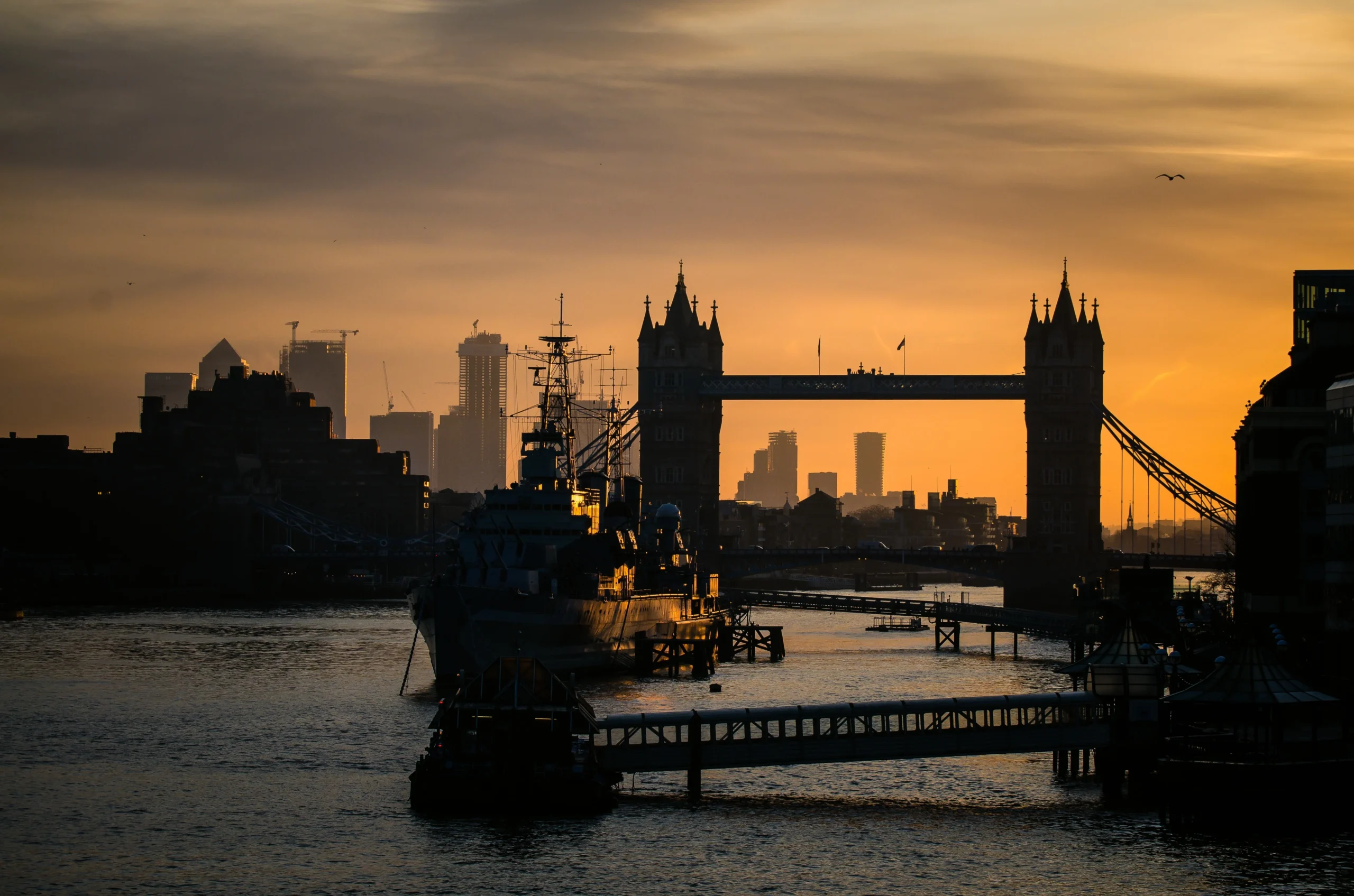 London hotel skyline with iconic buildings and Thames view