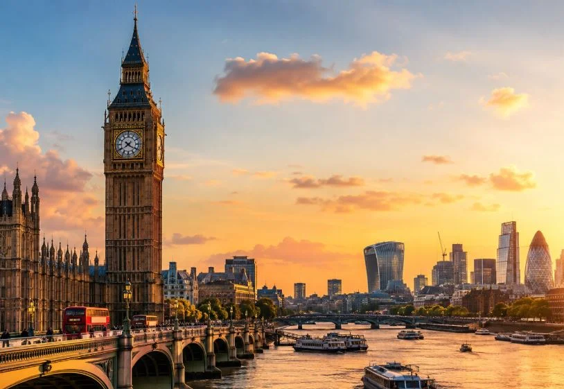 El Big Ben y el horizonte de Londres junto al río Támesis