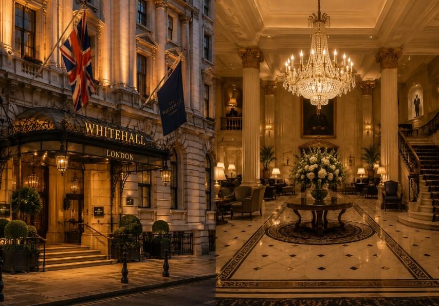 Heritage five-star hotel interior near Whitehall, London