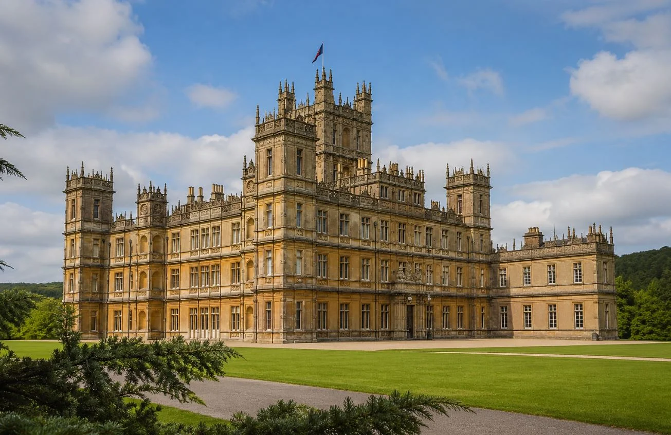 A grand English palace and gardens near London