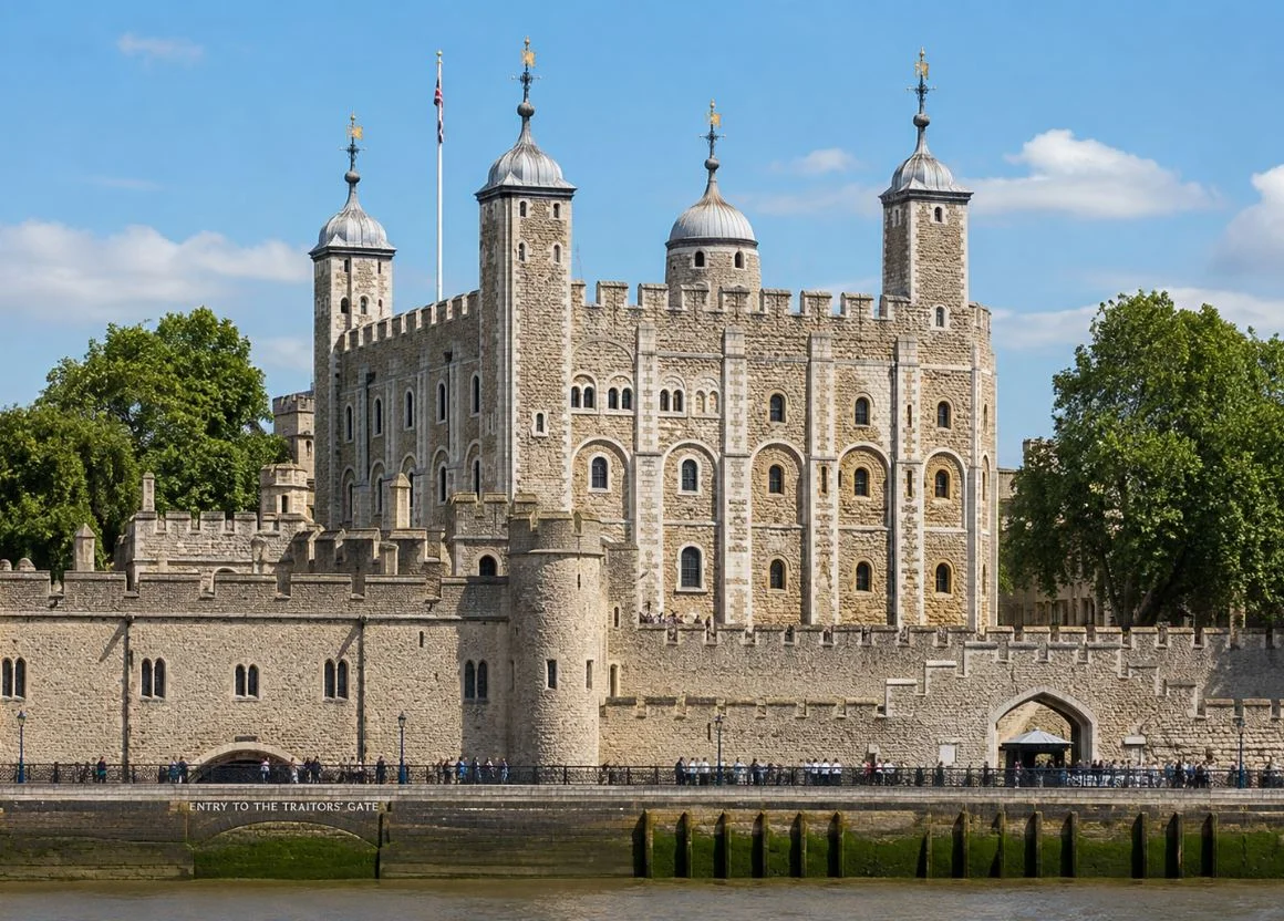 The Tower of London beside the River Thames