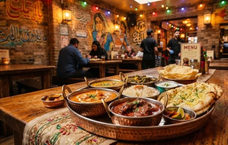 Curry houses and street art on Brick Lane in East London
