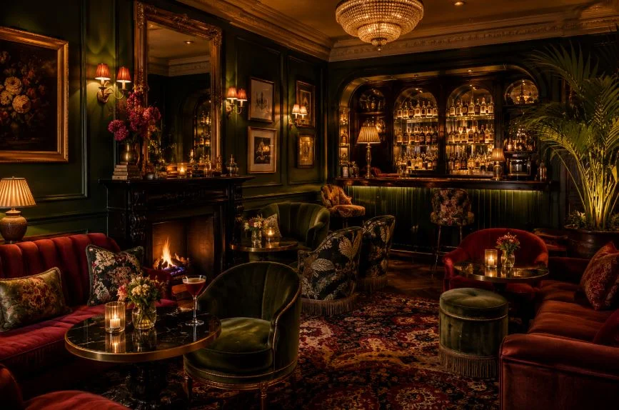 Intimate romantic boutique hotel room in London