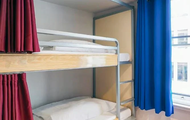 Modern London hostel private room with double bed