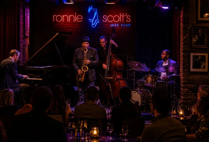 Live jazz performance on a small London stage