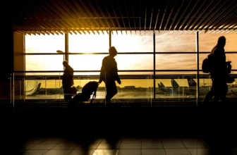 Airport departures board / travelers
