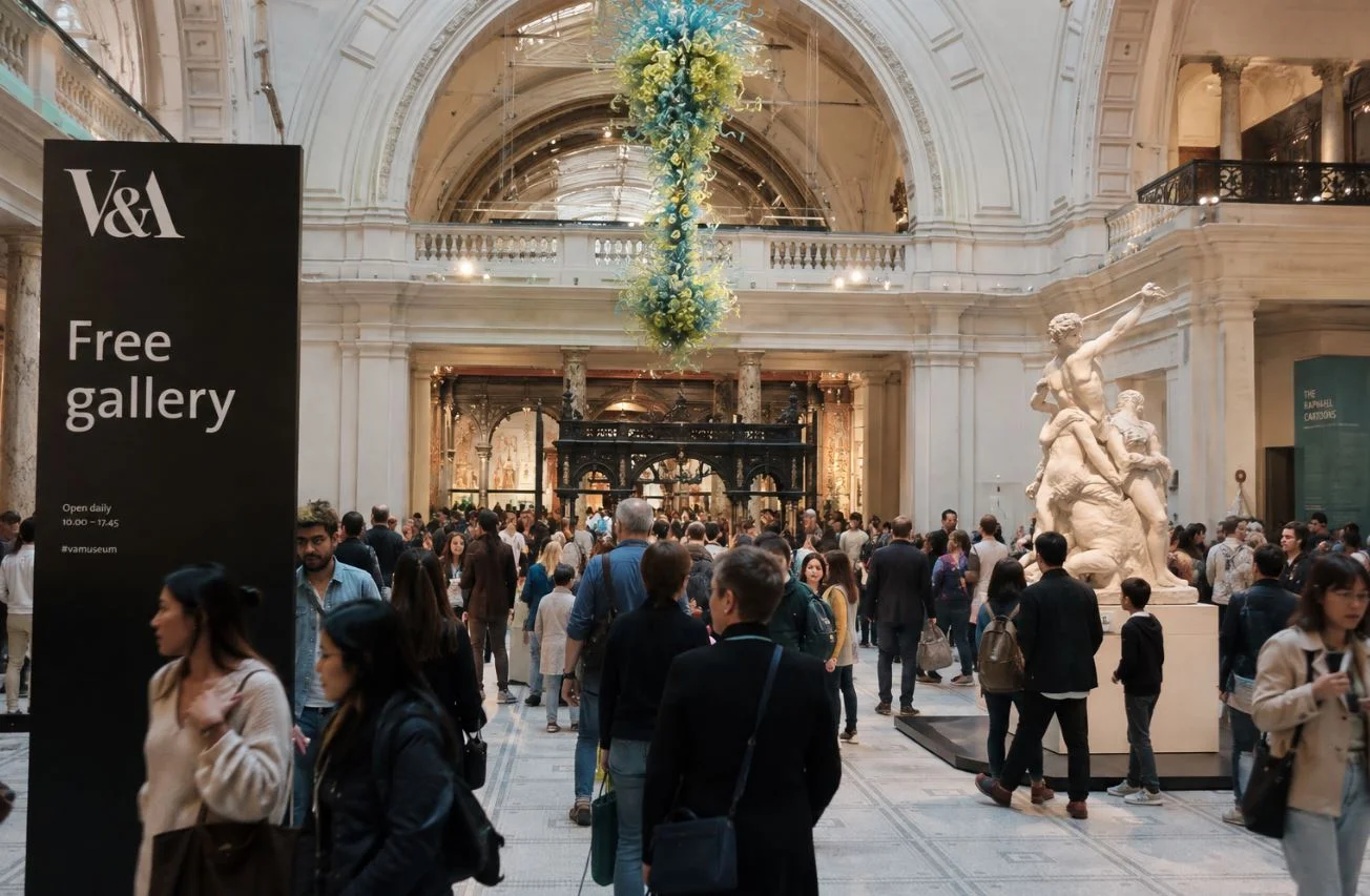 Visitors enjoying a free museum gallery in London