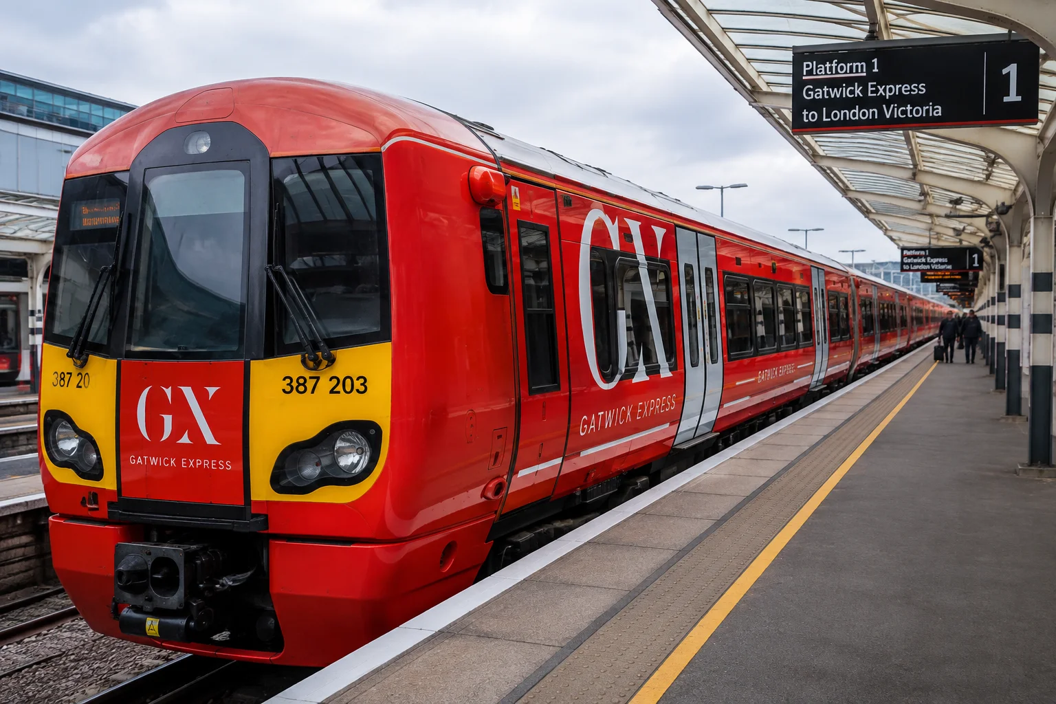 Gatwick Express train at Gatwick Airport station platform